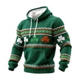 thumbnail image 3 of Ceisia Men's Slim Fit Waffle Knit Hoodie - St. Patrick's Day Shamrock Jacquard Sweatshirt Green M Gifts, 3 of 3