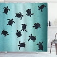 thumbnail image 1 of Ambesonne Ocean Shower Curtain, Turtles Deep Sealife, 69"Wx84"L, Dark Blue Teal, 1 of 3