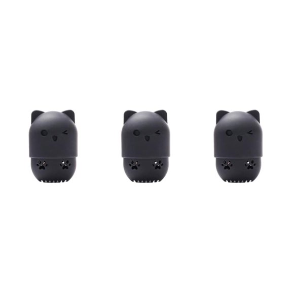 Seitruly Caja de almacenamiento de esponjas de maquillaje de gato de silicona, almacenamiento y protección limpios e higiénicos, negro de moda Type1 NO1