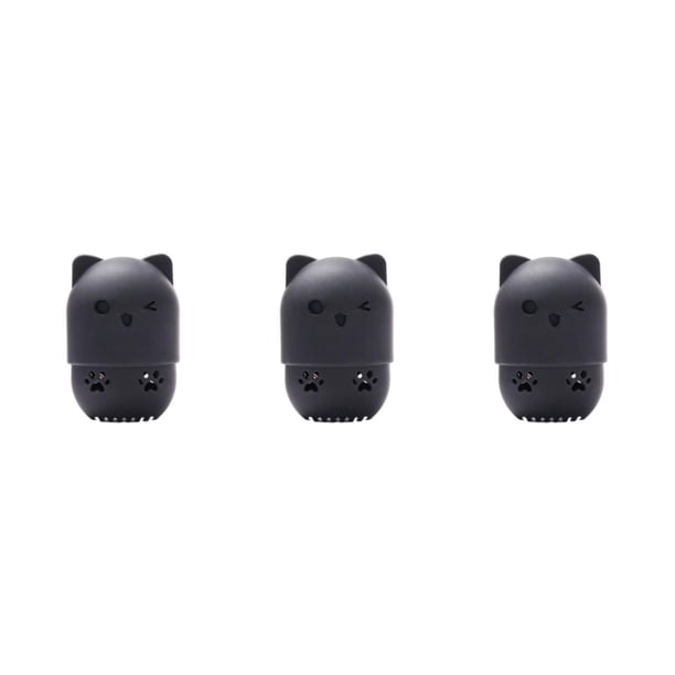 Seitruly Caja de almacenamiento de esponjas de maquillaje de gato de silicona, almacenamiento y protección limpios e higiénicos, negro de moda Type1 NO1