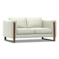 Richard Modern, Contemporary 62 inch Wide Sofa in Light Smoke Grey Genuine Leather