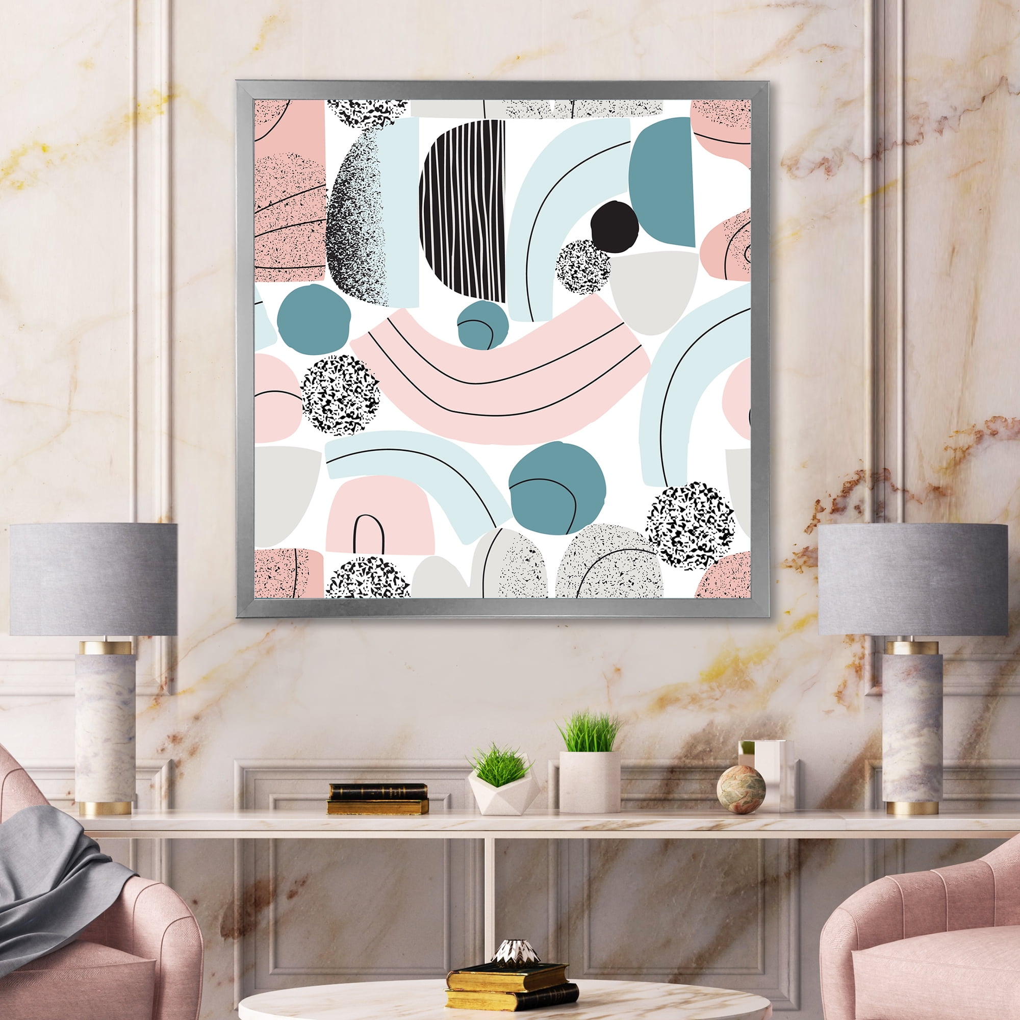 Designart 'Art Collage In Pastel Colors' Modern Framed Art Print