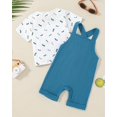thumbnail image 5 of ZOEREA Toddler Baby Boys Clothes Summer Outfit Stripe T-Shirt and Shortall Romper Set Cute Jumpsuit Solid Color 6M-4T, 5 of 8