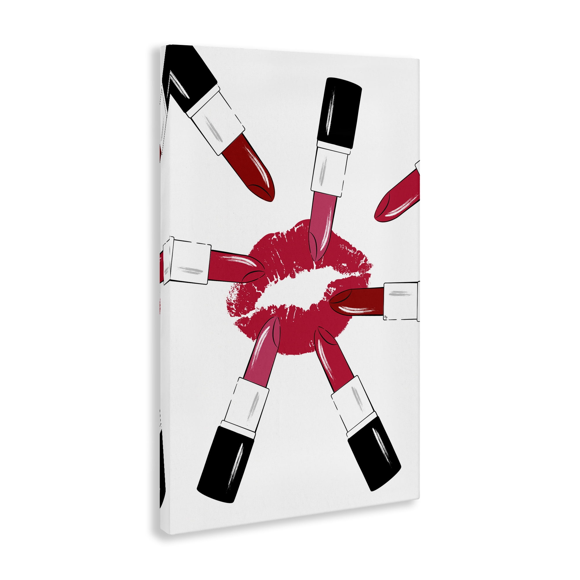 Stupell Industries Lipsticks & Kiss Beauty & Fashion Painting Gallery Wrapped Canvas Art Print Wall Art, 24 x 36