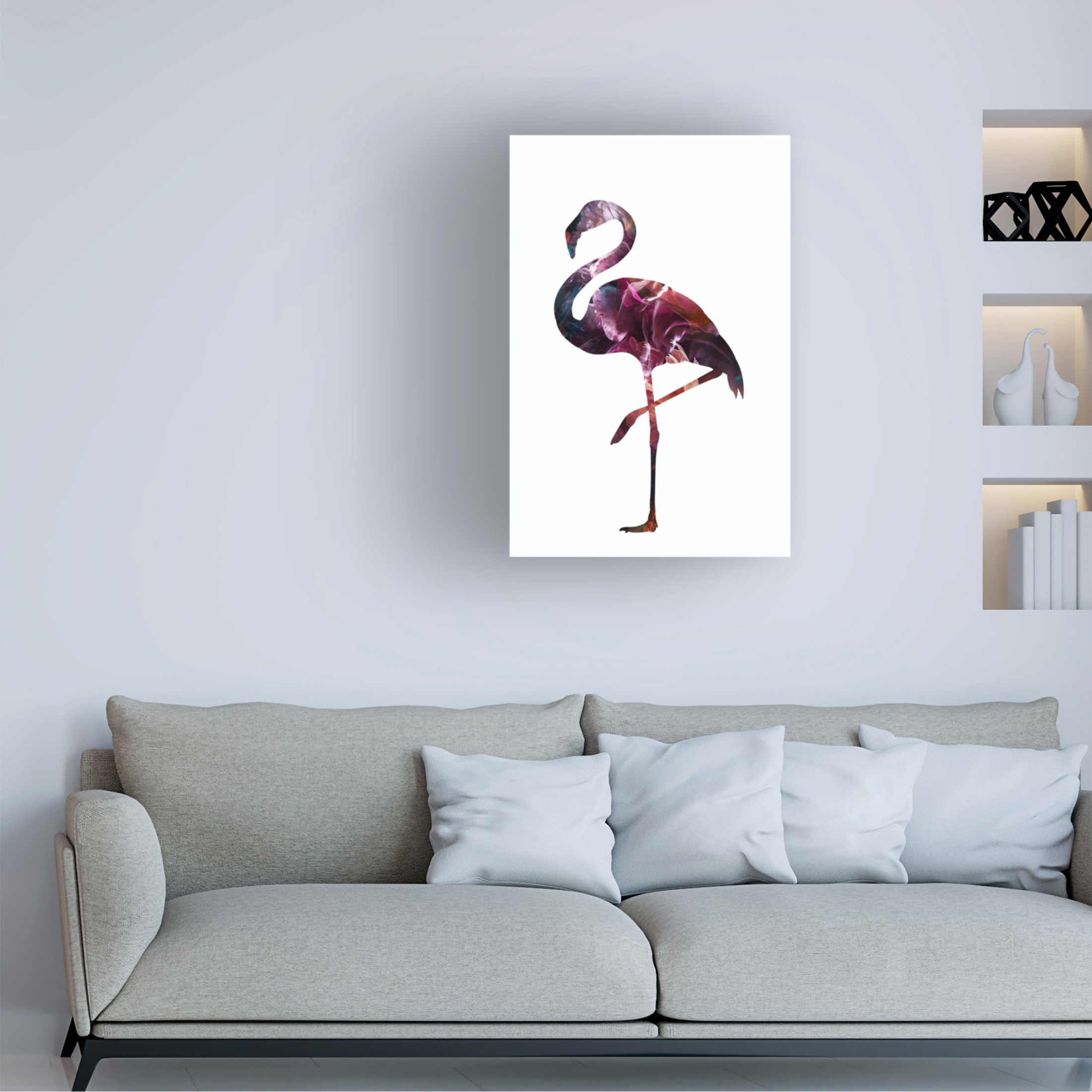 Trademark Fine Art Sarah Manovski  Flamingo Silhouette Canvas Wall Art
