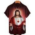 thumbnail image 2 of Camisas hawaianas con estampado 3D de Dios, Jesús, María, para hombre, camisetas casuales de manga corta con estampado 3D, camisetas de gran tamaño, ropa superior, camisas con botones para hombre, blu, 2 of 5