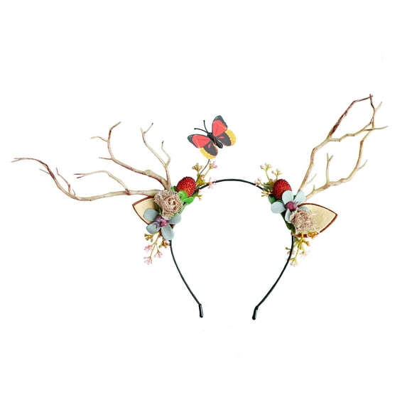 LLinfflr Diadema con Orejas de Ciervo Diadema con Orejas de Gato Diadema de Ciervo con Flores Diadema con Orejas de Gato Diadema con Flores Disfraz de Fiesta de Cosplay