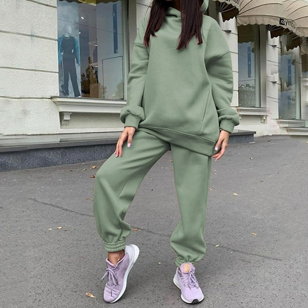 Women s Tracksuit Sweatsuits Set Casual Hoodie Sweatshirt and Jogging Sweatpants Green XL