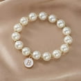 thumbnail image 2 of 2025 Initial Pearl Bracelet Flower Girl Bracelet Proposal Gifts for Girls, Gold Pearl Bracelets with Letter A-Z Personalized Name Jewelry Birthday Christmas Wedding Party Gift for Her, 2 of 4