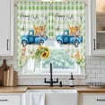 thumbnail image 6 of Green Plaid Easter Swag Curtains for Kitchen/Bedroom/Living Room, Blue Truck Spring Floral Bunny Animals Scalloped Curtains 63 Inch Long, Window Swag Topper Curtains Valances 2 Panels Set 36"x63", 6 of 8