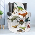 thumbnail image 4 of Dinosaur Soft Flannel Fleece Throw Blanket, Various Different Animals from Jurassic Period Cartoon Mammals Pattern, Cozy Plush for Indoor and Outdoor Use, 50" x 70", Multicolor, by Ambesonne, 4 of 5