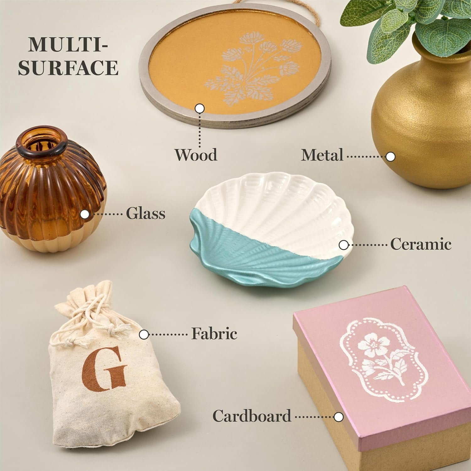 Martha Stewart Multi-Surface Acrylic Craft Paint, Metallic Finish, Gilded Metallics, Set of 6, 2 fl oz