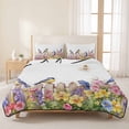 thumbnail image 3 of Full Quilt Set 78''x90'', Spring Floral Lightweight Summer Bedspread Coverlet Set with 2 Pillow Shams, Summer Birds Botanical Fence Breathable All Season Quilt Bedding for Bedroom/Guest Room, 3 of 9