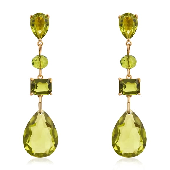 Peridot Earrings Green Earrings August Birthstone Earrings Teardrop Dangle Pierced Earrings Handmade Earrings for Women August Birthstone Jewellery