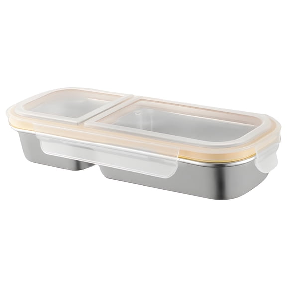 Reusable Snack Container with Lid, Stainless Steel Bento Box with Dividers, Leak-Proof Box for Snacks, Grab and Go Snack