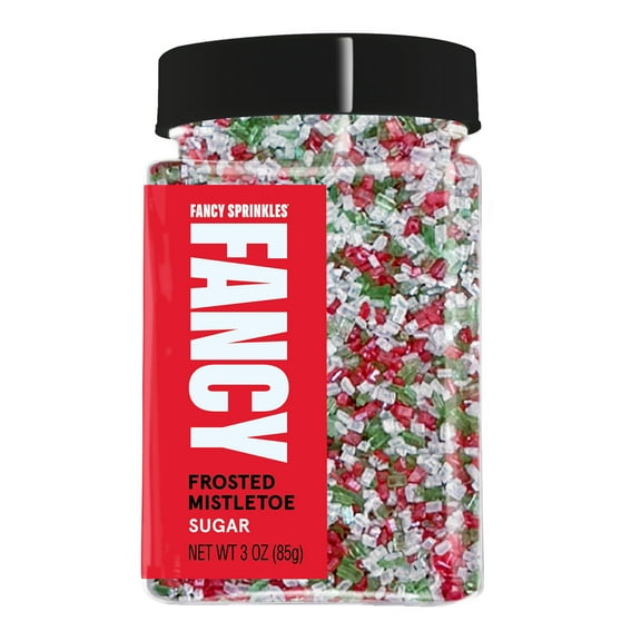 Fancy Sprinkles Frosted Mistletoe Holiday Decorating Sugar, 3 oz