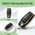 thumbnail image 5 of Key Fob Cover Compatible with Mitsubishi Outlander 4 Button TPU Metal Silicone Keychain Case Holder Protector,Gold Black C, 5 of 7
