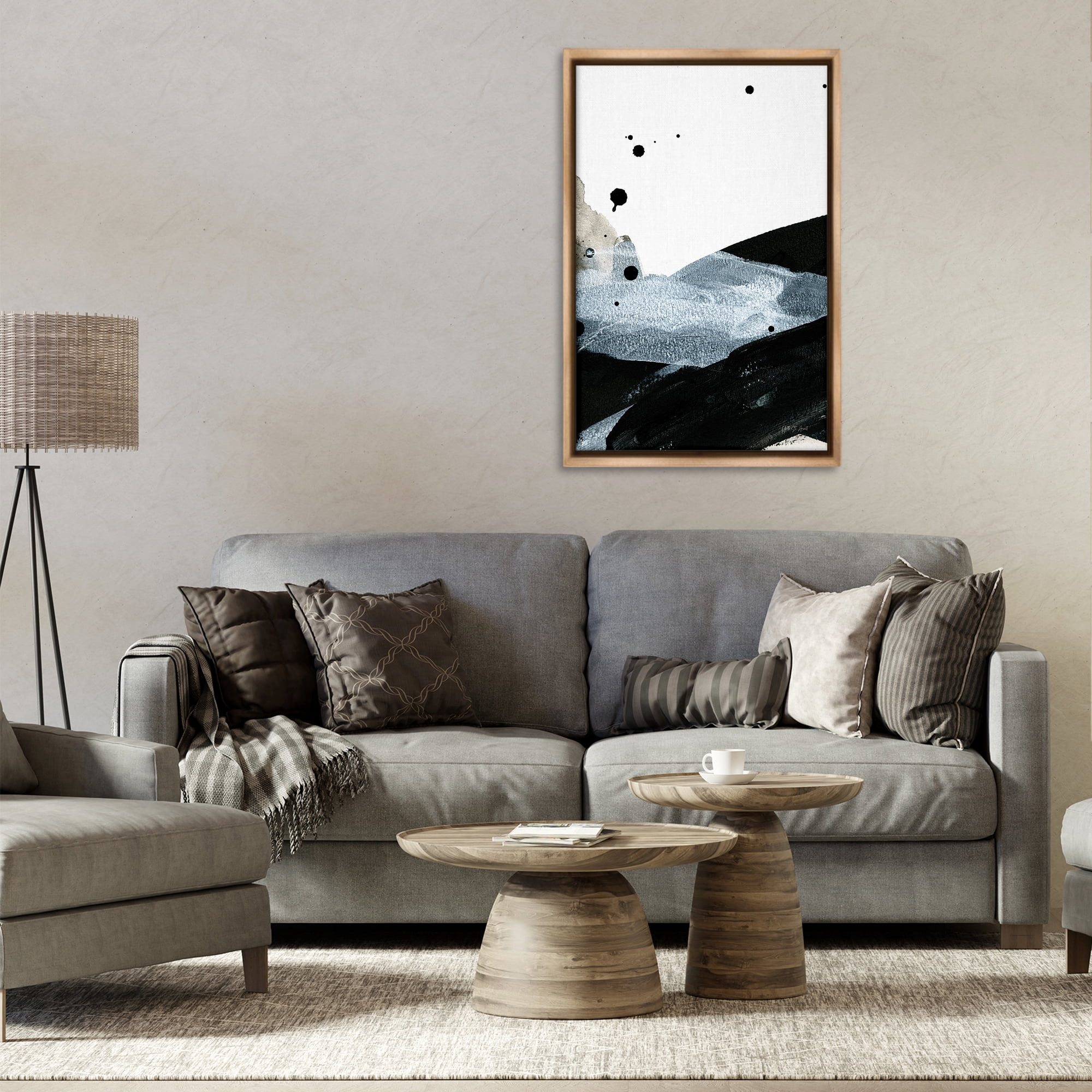 Stupell Industries Murky Gradient Movement Abstract Painting Brown Floater Framed Canvas Art Print Wall Art, 21 x 31