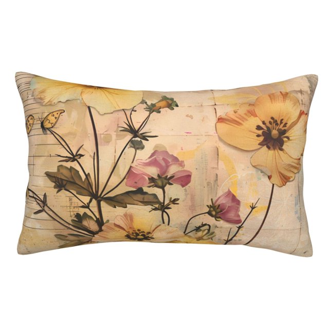 Balery Vintage Floral Butterfly Collage Funda de Cojín Estampada, Regalos para Mujeres, Regalos de Amor para Ella, Regalos para Novia o Esposa, Funda de Almohada-20"x30"