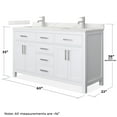 thumbnail image 4 of Beckett 60" White Double Vanity & Giotto Quartz Top (1-Hole) & Nickel Trim, 4 of 5