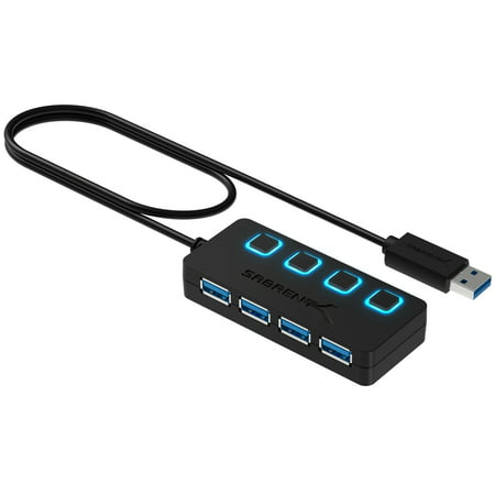 SABRENT 4-Port USB 3.0 Hub with Individual LED Power Switches & 2Ft Extended Cable (HB-UM43)