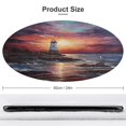 thumbnail image 2 of Lighthouse Sunrise Coast Scenery Pale Blue Tan Round Small Area Rug, Print Non Slip Washable Floor Mat, Soft Throw Rug for Living Room, Powder Room Entryway, Bathroom, Bedside, 2 of 7