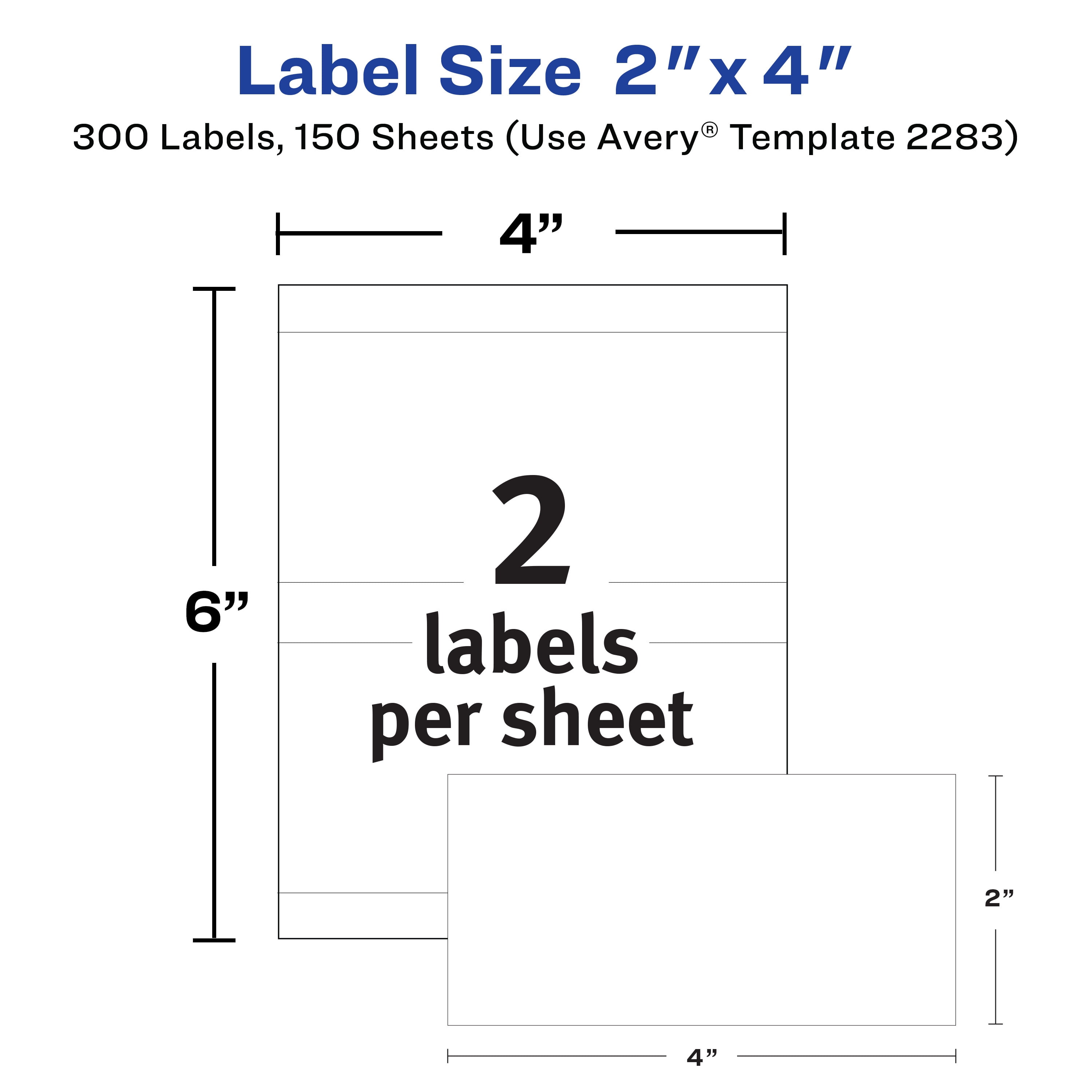 Avery All-Purpose Removable Labels, 2" x 4", 300 Labels (22283)