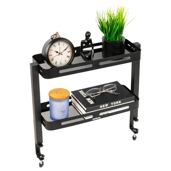 Mind Reader 2-Tier Desk Organizer with Clamp, Accessory Shelf for Office or Gaming, Office, Metal, Black