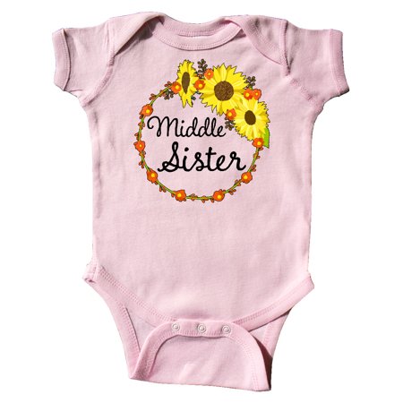 

Inktastic Middle Sister Sunflower Wreath Gift Baby Boy or Baby Girl Bodysuit