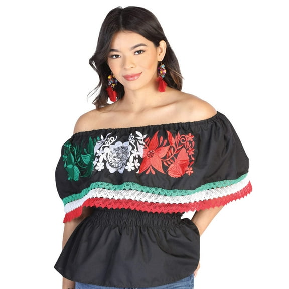 Artisanal Embroidered Blouse 100% Cotton Black 602527