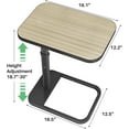 thumbnail image 4 of Driftwood Grey TV Tray Table, Adjustable Height & Rounded Metal Corners, Snack Table for Couch, Sofa, Bed, Chair, Living Room, C Shaped End Side Table for Eating, Dinner or Laptop, Small Spaces, 4 of 15