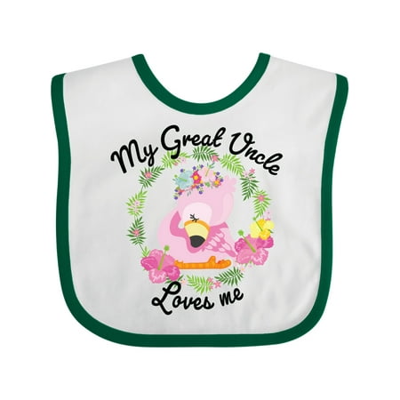 

Inktastic Baby Flamingo My Great Uncle Loves Me in Flower Wreath Gift Baby Boy or Baby Girl Bib