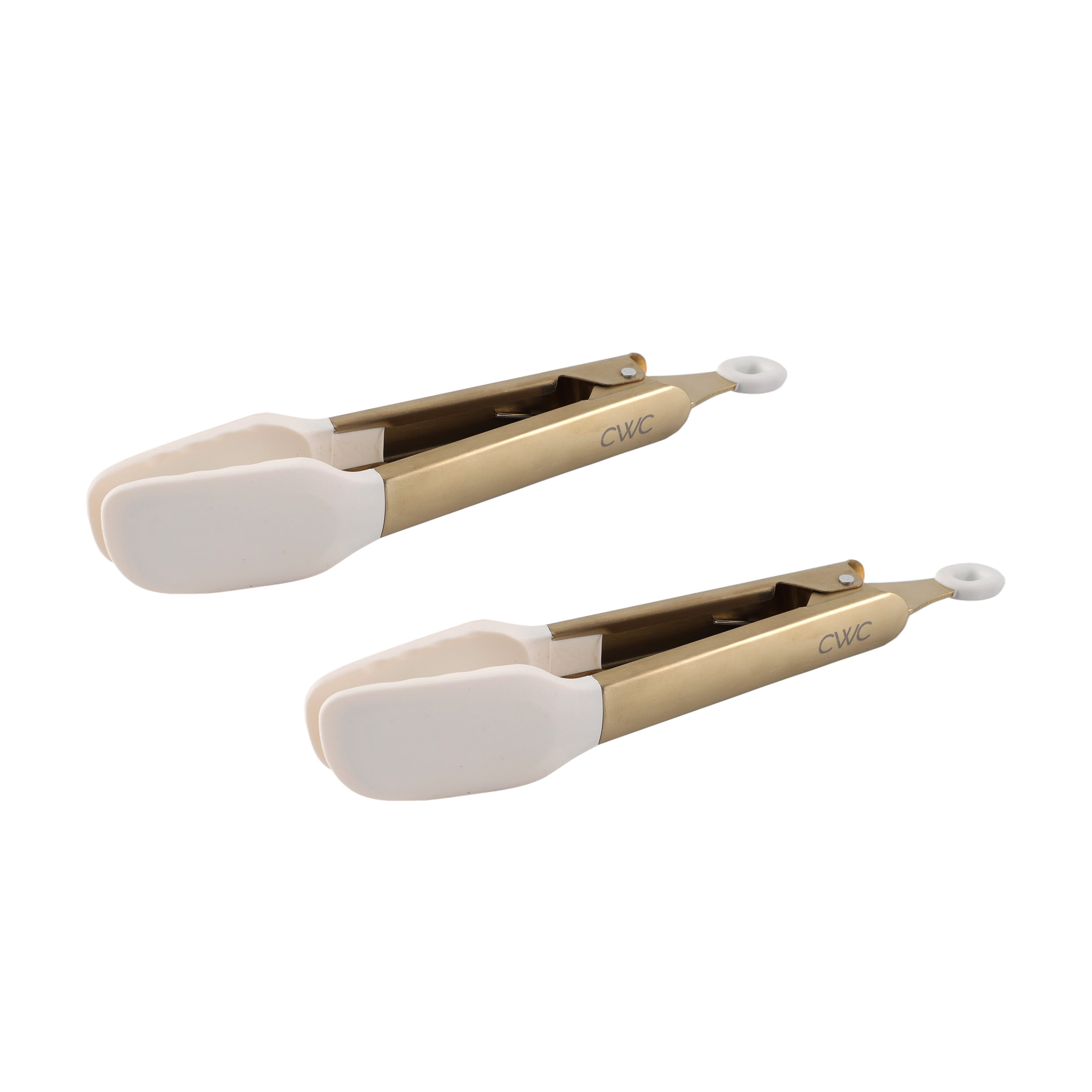 Cook with Color Mini Silicone Tongs – Heat Resistant, Non-Slip Grip, Compact, Cream