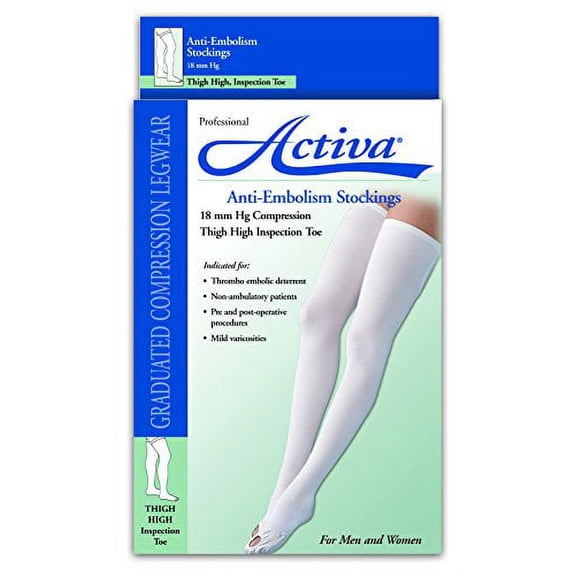 Activa Anti-Embolism 18mmHg Thigh High Closed Toe - Beige Large