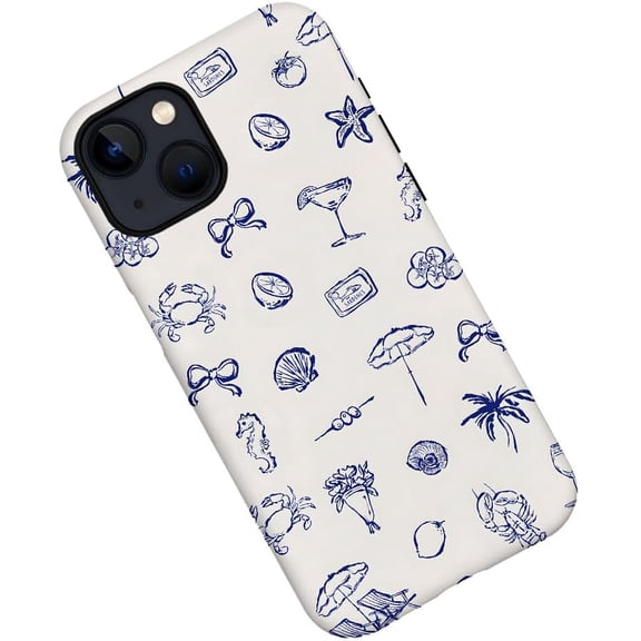 Case for iPhone 14 Plus, Coastal Sea Blue Summer Phone Case Military-Grade Drop Protection Cover for Women Girl - Frosted