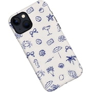 Case for iPhone 14 Plus, Coastal Sea Blue Summer Phone Case Military-Grade Drop Protection Cover for Women Girl - Frosted