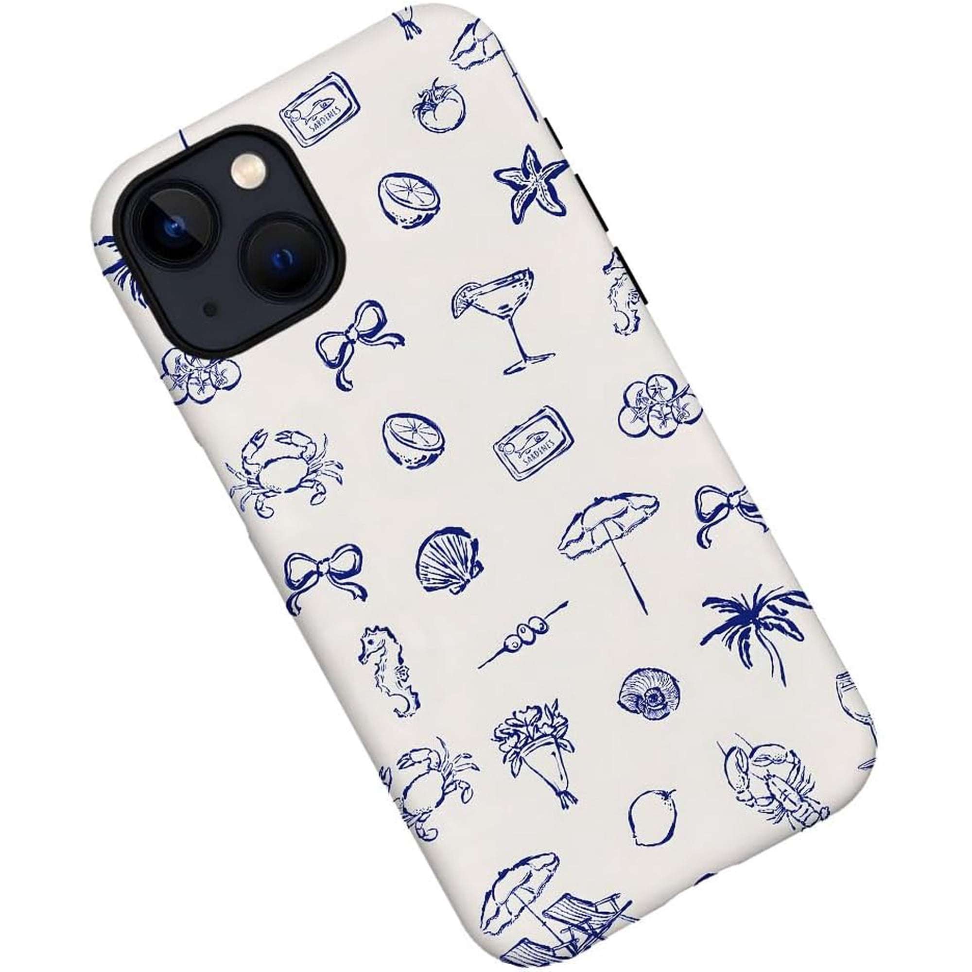 Case for iPhone 14 Plus, Coastal Sea Blue Summer Phone Case Military-Grade Drop Protection Cover for Women Girl - Frosted
