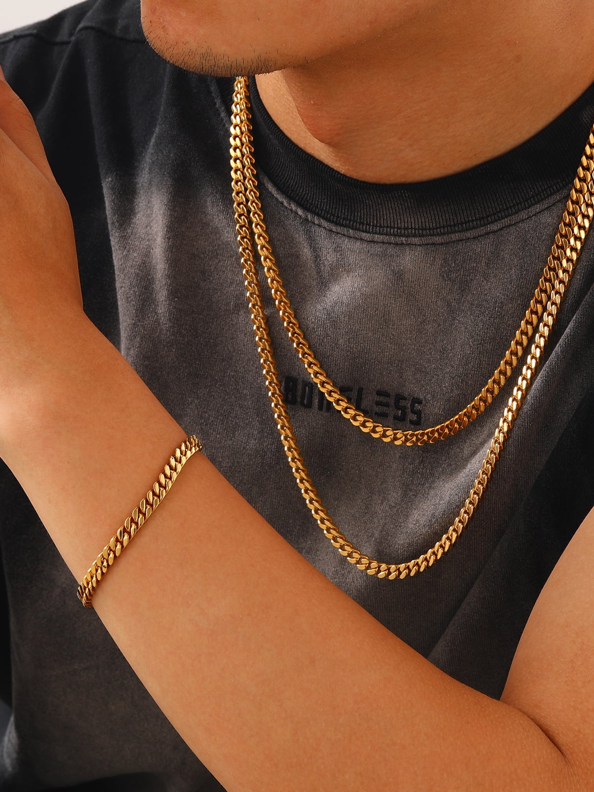 U7 Miami Cuban Bracelet for Men 14K Gold Plated Charm Bracelet 5mm Chain Bracelet Birthday Valentines Jewelry Gift 7.5inch