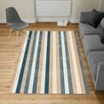 thumbnail image 2 of Retro Turkish Area Rug, Classical Vertical Stripes Pattern Texture Image Old Fashioned Display Art, Soft Carpet for Living Room Decor with Distressed Look, 4' X 5.7', Night Blue, by Ambesonne, 2 of 4