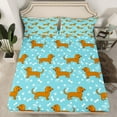 thumbnail image 2 of Manfei Kawaii Dachshund Kids Queen Sheet Sets, Cute Cartoon Dog Flat Sheet, Animal Lover Queen Fitted Sheet, Lightweight Room Decor, 4-Piece, 2 of 7