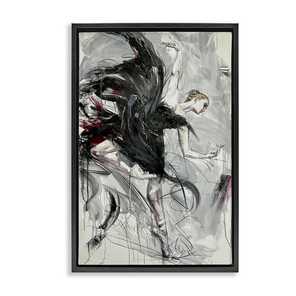 Stupell Industries Modern Elegance Dancer People Painting Black Floater Framed Canvas Art Print Wall Art, 17 x 25