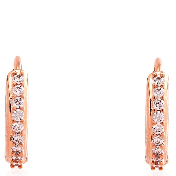 Swarovski Matrix Pierced Earrings Mini Hoop Matrix Rose Gold Shiny White