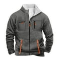 thumbnail image 4 of Dagegui Mens Fleece Lined Casual Jacket Full Zip Up Winter Warm Stand Neck Coats with Multi Pocket Casual Outerwear Dark Gray XXXL, 4 of 4