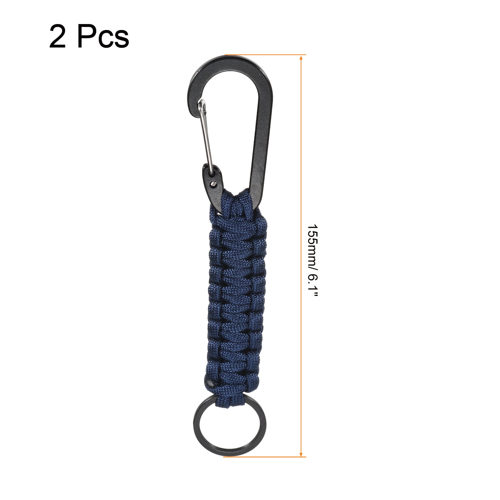 Uxcell Paracord Keychain, 2 Pack Braided Lanyard Key Clip D Rings Survival  Keychains Blue 