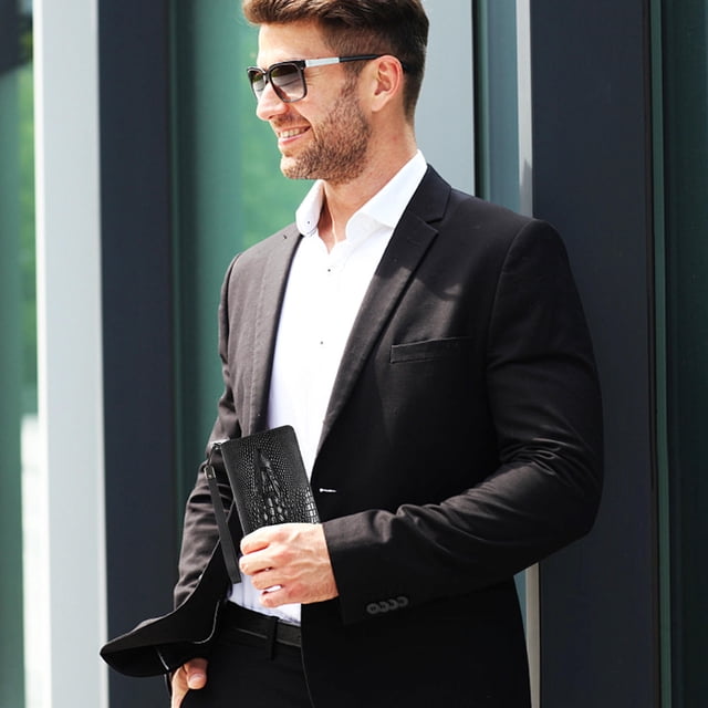 UPOUART 1Pc Male Wallet PU Fashion Handbag Black Bifold Wallet with Print