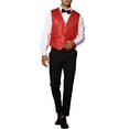 thumbnail image 2 of INSPIRE CHIC Gilet Scintillant à Paillettes pour Homme Sans Manches à Col en V pour Fête S Rouge, 2 of 5