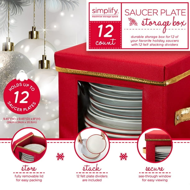 Simplify 2 Pack Holiday Saucer Plate Dinnerware Storage Box Walmart