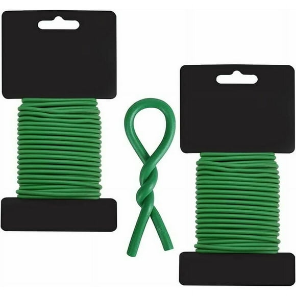 2Pcs Garden Iron Wire 3.5mm10m Plant Tie Soft Stake Tie Green Gardening Wire Gardening Ties for Ligatures Tree Ties with Rubber Cover Tie for Plants