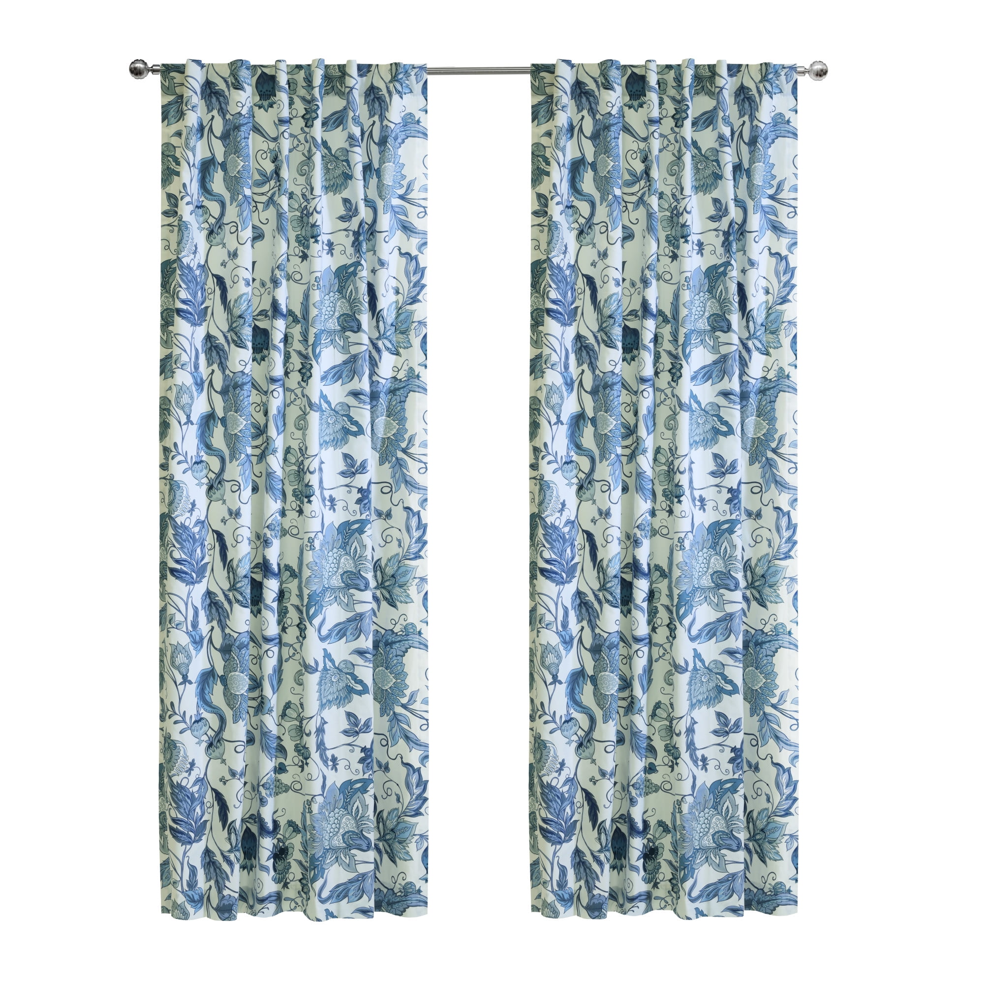 Loft Living Janet Light Filtering Dual Header Indoor Curtain 52 x 95 in Blue