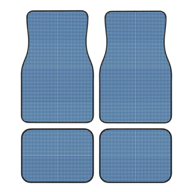 Fotbe Blue Gingham Juego de 4 Tapetes para Auto con Estampado – Alfombrillas de Goma Reforzada, Diseño Antideslizante, Protección para Todo el Año – Vehículos, Autos, Camionetas y SUVs